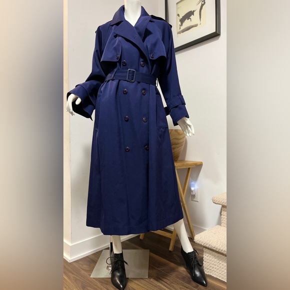 Holt Renfrew Vintage Trench Coat Navy Size L - Picture 1 of 3